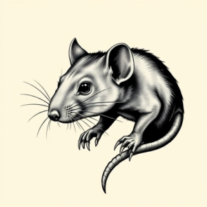 Black And Grey Rat Tattoo