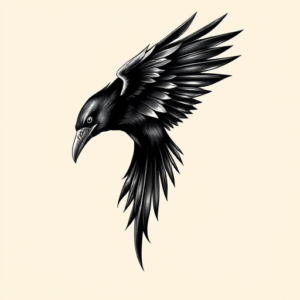 Black And Grey Raven Tattoo