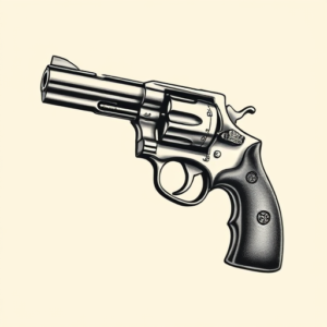 Black And Grey Revolver Tattoo