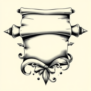 Black And Grey Scroll Tattoo