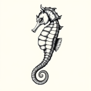 Black And Grey Seahorse Tattoo