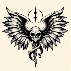 Black And Grey Seraphim Tattoo
