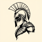 Black And Grey Spartan Tattoo