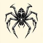 Black And Grey Spider Tattoo