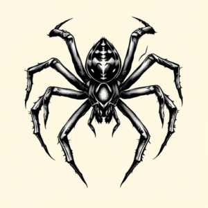 Black And Grey Spider Tattoo