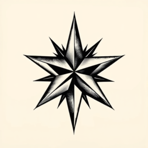 Black And Grey Star Tattoo