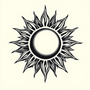 Black And Grey Sun Tattoo