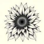 Black And Grey Sunflower Tattoo