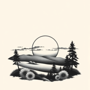 Black And Grey Sunset Tattoo