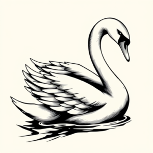 Black And Grey Swan Tattoo