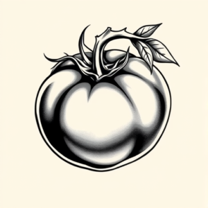 Black And Grey Tomato Tattoo
