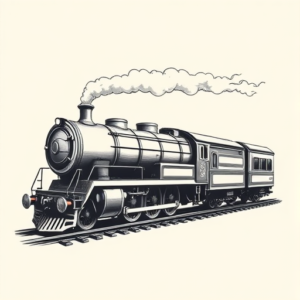 Black And Grey Train Tattoo