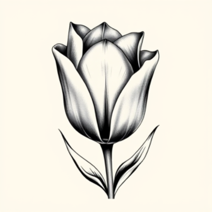 Black And Grey Tulip Tattoo