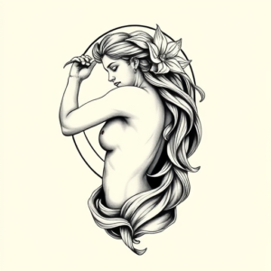 Black And Grey Venus Tattoo