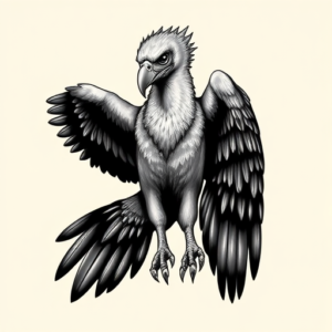 Black And Grey Vulture Tattoo