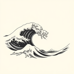 Black And Grey Wave Tattoo