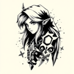 Black And Grey Zelda Tattoo