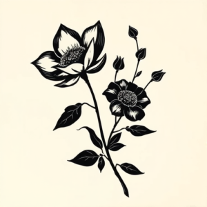 Black Botanical Tattoo