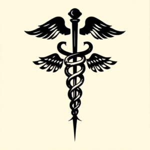 Black Caduceus Tattoo