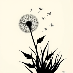 Black Dandelion Tattoo