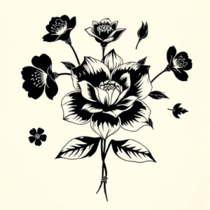Black Floral Tattoo