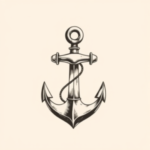 Black & Grey Ink Anchor Tattoo