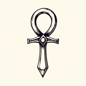 Black & Grey Ink Ankh Tattoo