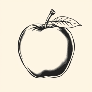 Black & Grey Ink Apple Tattoo