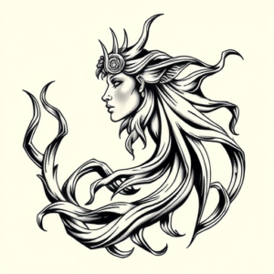 Black & Grey Ink Aquarius Tattoo