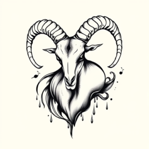 Black & Grey Ink Aries Tattoo