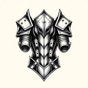 Black & Grey Ink Armor Tattoo