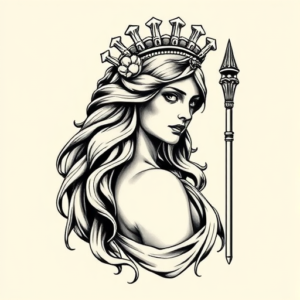 Black & Grey Ink Athena Tattoo