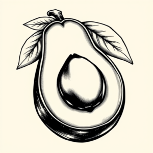 Black & Grey Ink Avocado Tattoo