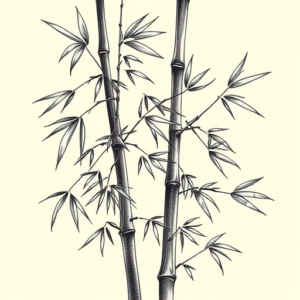 Black & Grey Ink Bamboo Tattoo