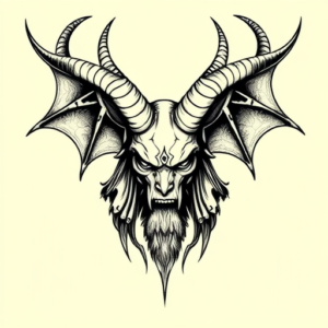 Black & Grey Ink Baphomet Tattoo