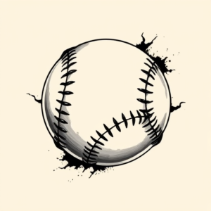 Black & Grey Ink Baseball Tattoo