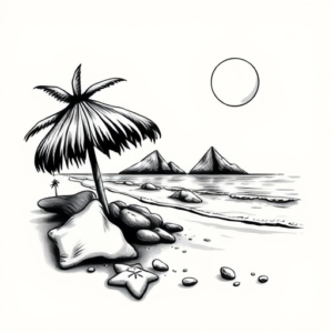 Black & Grey Ink Beach Tattoo
