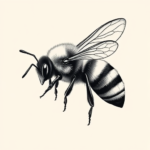 Black & Grey Ink Bee Tattoo
