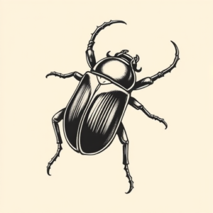 Black & Grey Ink Beetle Tattoo