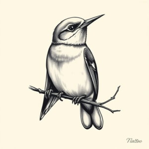 Black & Grey Ink Bluebird Tattoo