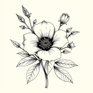 Black & Grey Ink Botanical Tattoo