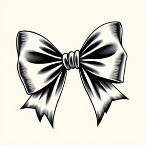 Black & Grey Ink Bow Tattoo