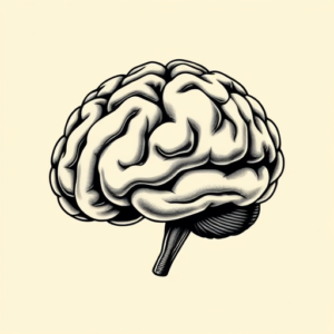 Black & Grey Ink Brain Tattoo