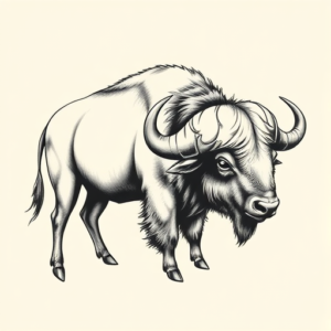 Black & Grey Ink Buffalo Tattoo