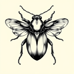 Black & Grey Ink Bug Tattoo