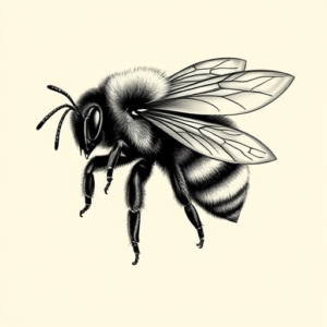 Black & Grey Ink Bumblebee Tattoo