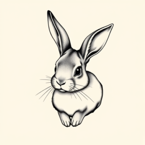 Black & Grey Ink Bunny Tattoo
