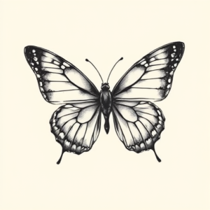 Black & Grey Ink Butterfly Tattoo