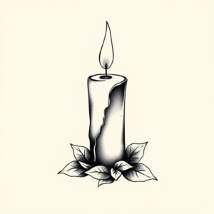 Black & Grey Ink Candle Tattoo