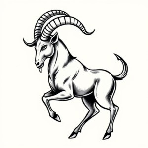 Black & Grey Ink Capricorn Tattoo